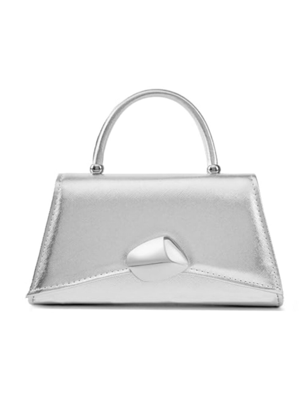 Metallic PU Leather Top-Handle Handbag Evening Clutch Purse